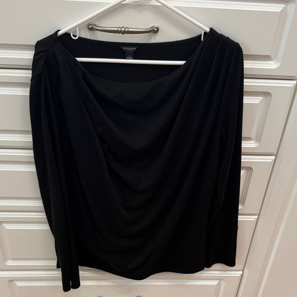 Ann Taylor Black Draped Blouse